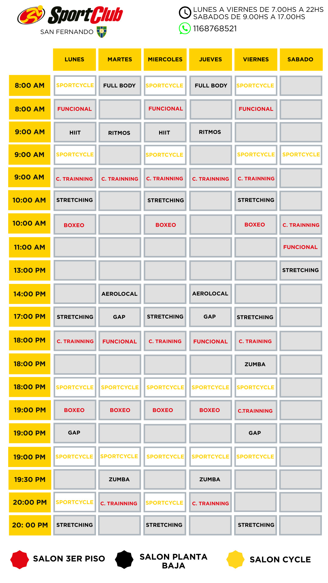 Grilla semanal - SportClub San Fernando